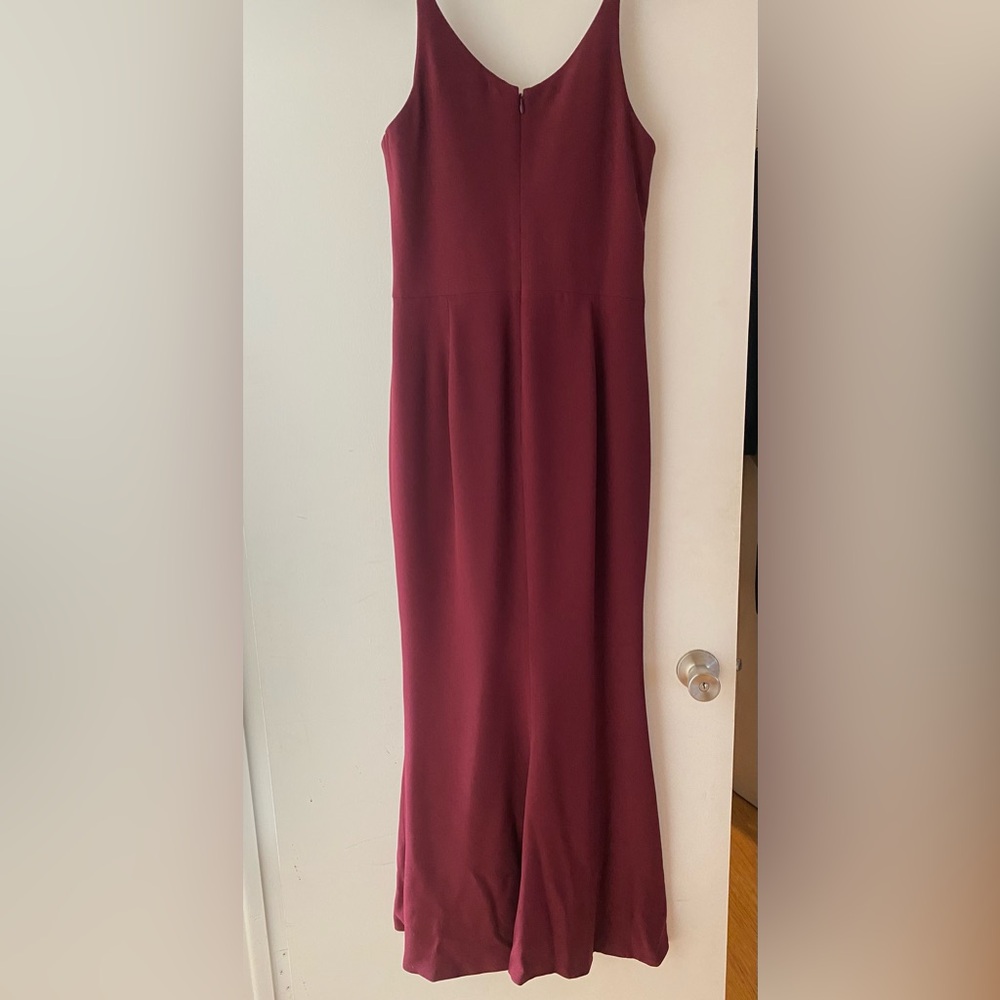 Dress the Population Iris Slit Crepe Gown Burgundy Size Medium *Tailored* - Picture 5 of 6